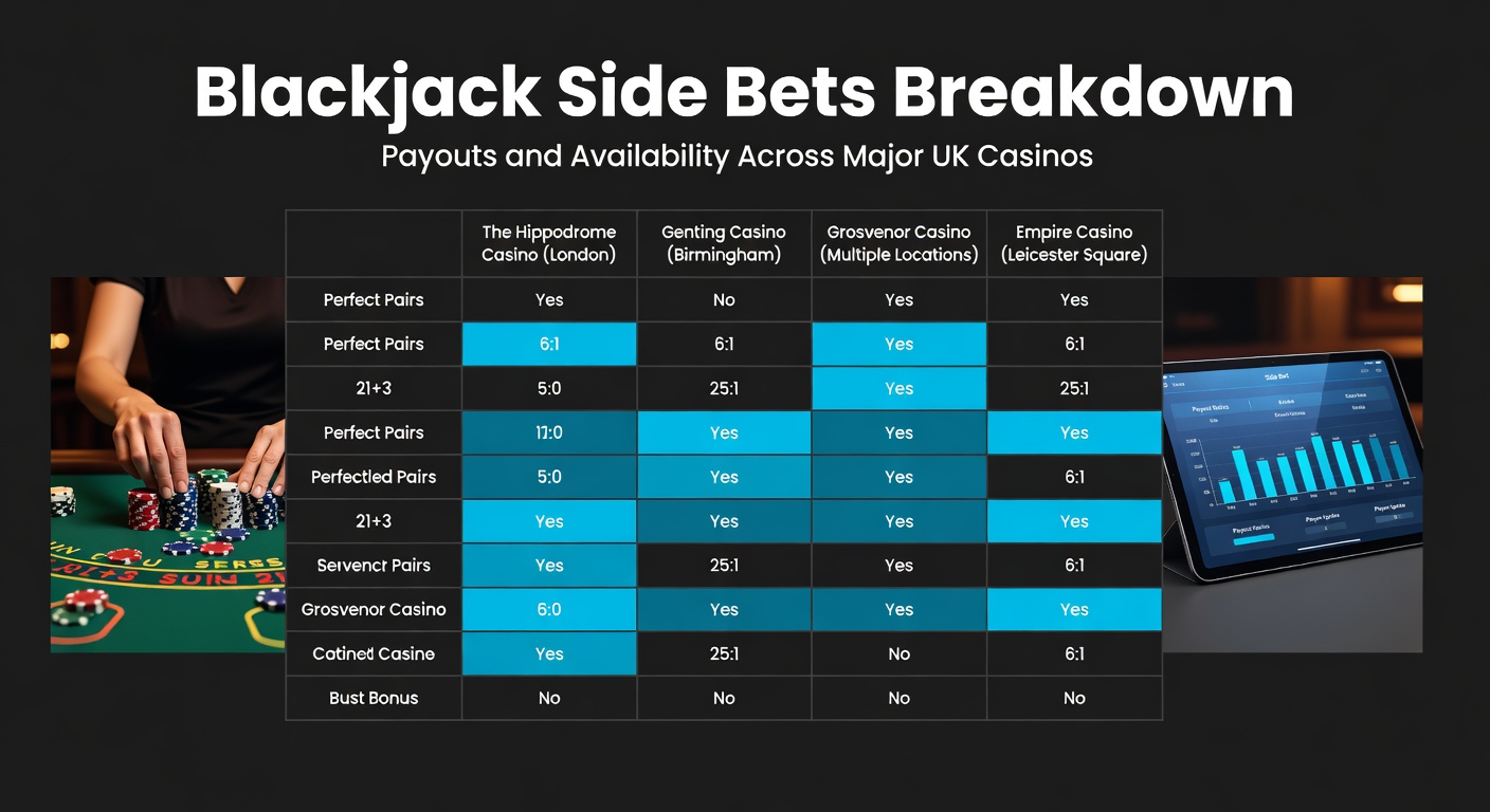 Close-up of a mobile casino screen displaying active blackjack side bets with glowing payout indicators