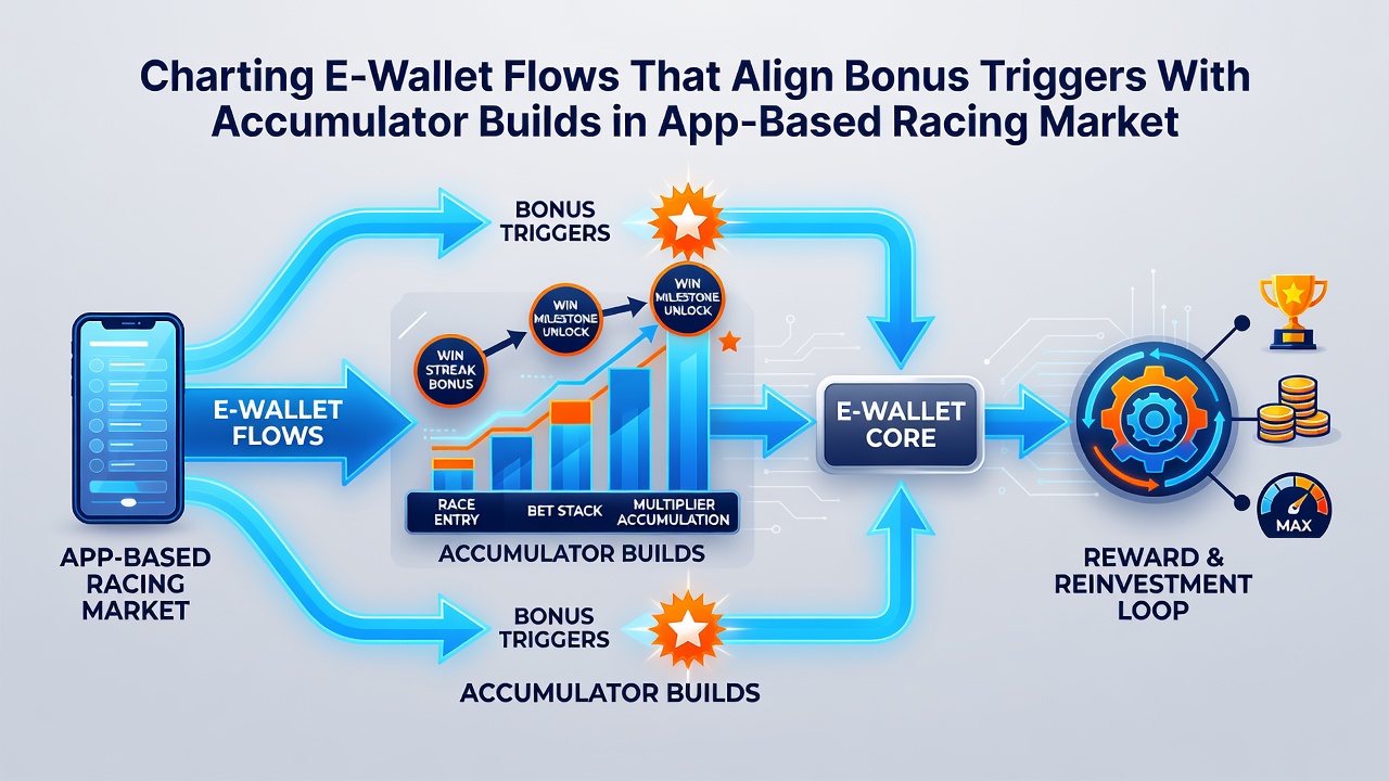 Mobile app dashboard displaying accumulator build progress linked to recent e-wallet deposits in horse racing markets
