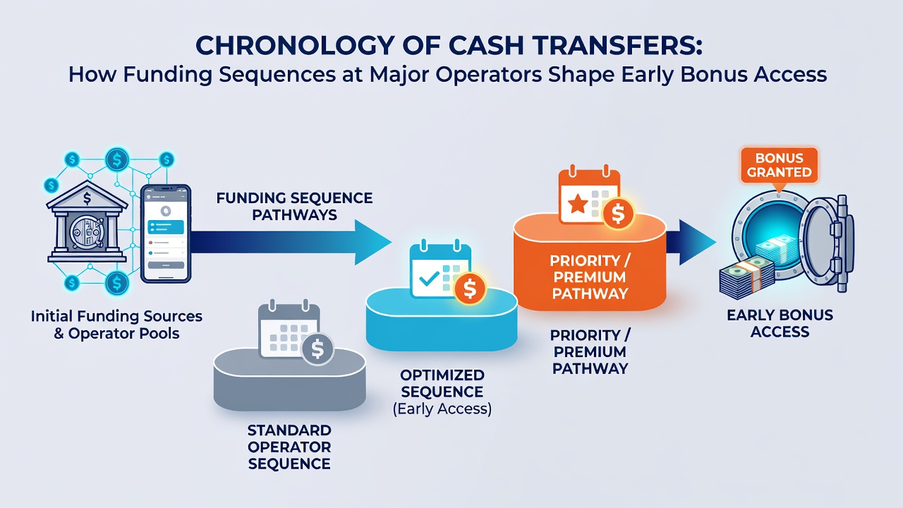 Timeline graphic illustrating deposit order effects on bonus release for horse racing and live match betting