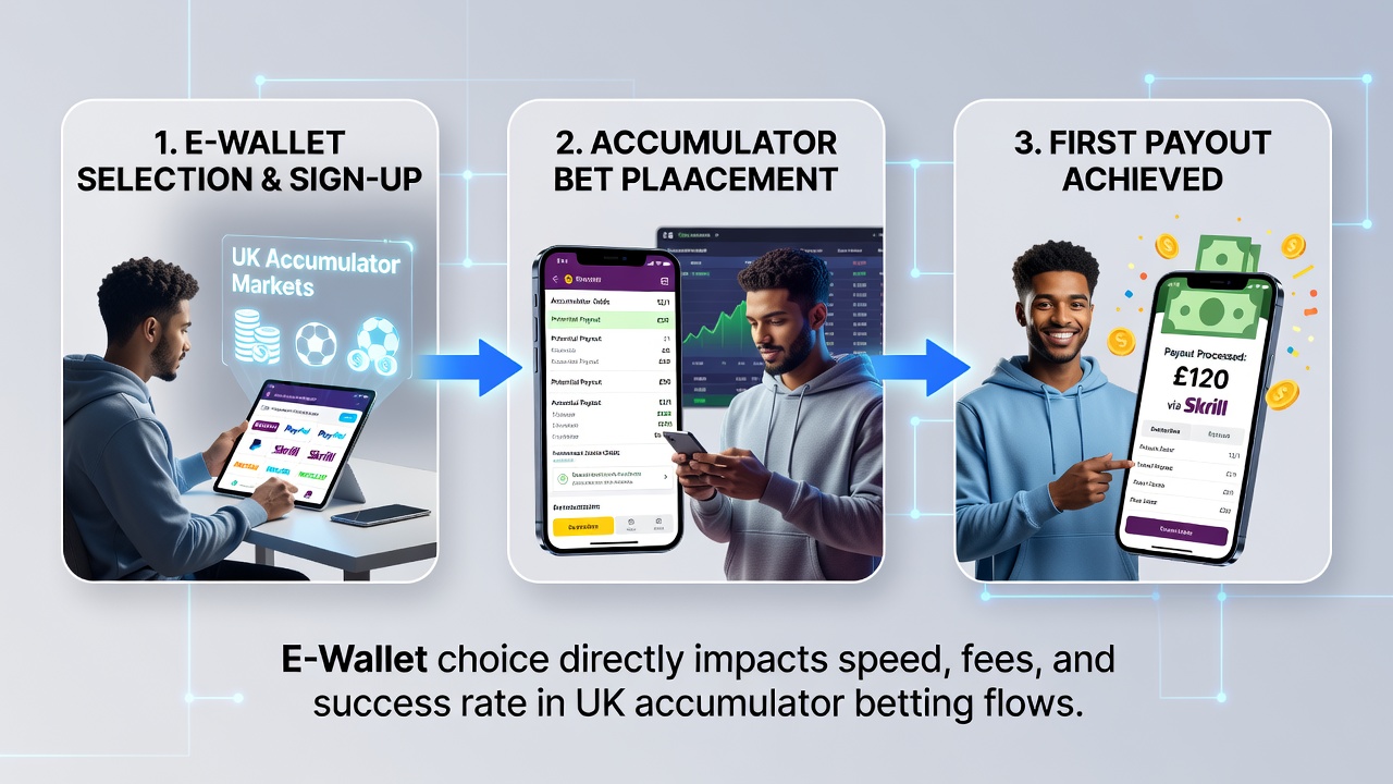Chart showing payout timelines for different e-wallets in UK accumulator betting markets
