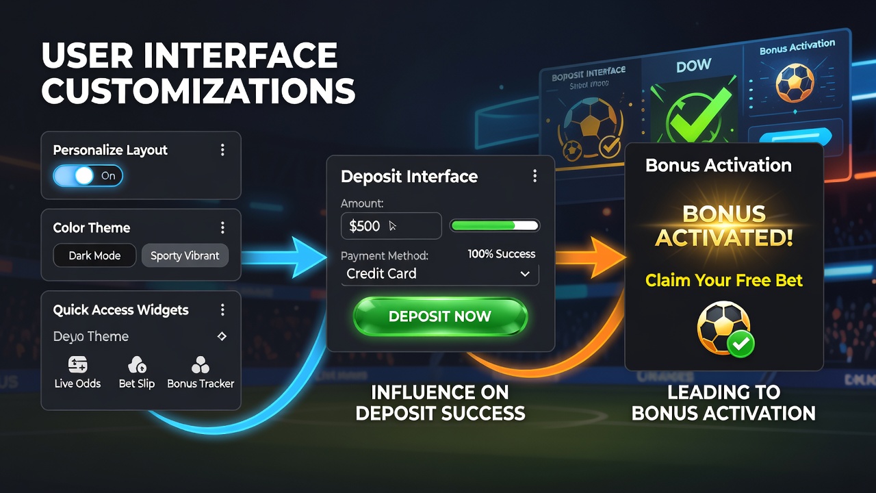 Bonus activation screen following a completed deposit in a customized sports wagering interface
