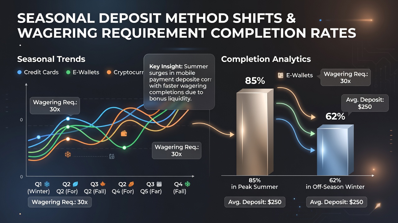 Graph showing seasonal fluctuations in deposit methods used at online casino operators during 2025-2026
