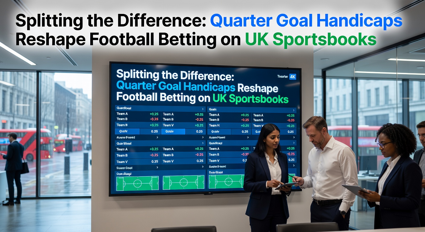 Digital display showing quarter goal handicap betting odds on a UK sportsbook app during a Premier League match