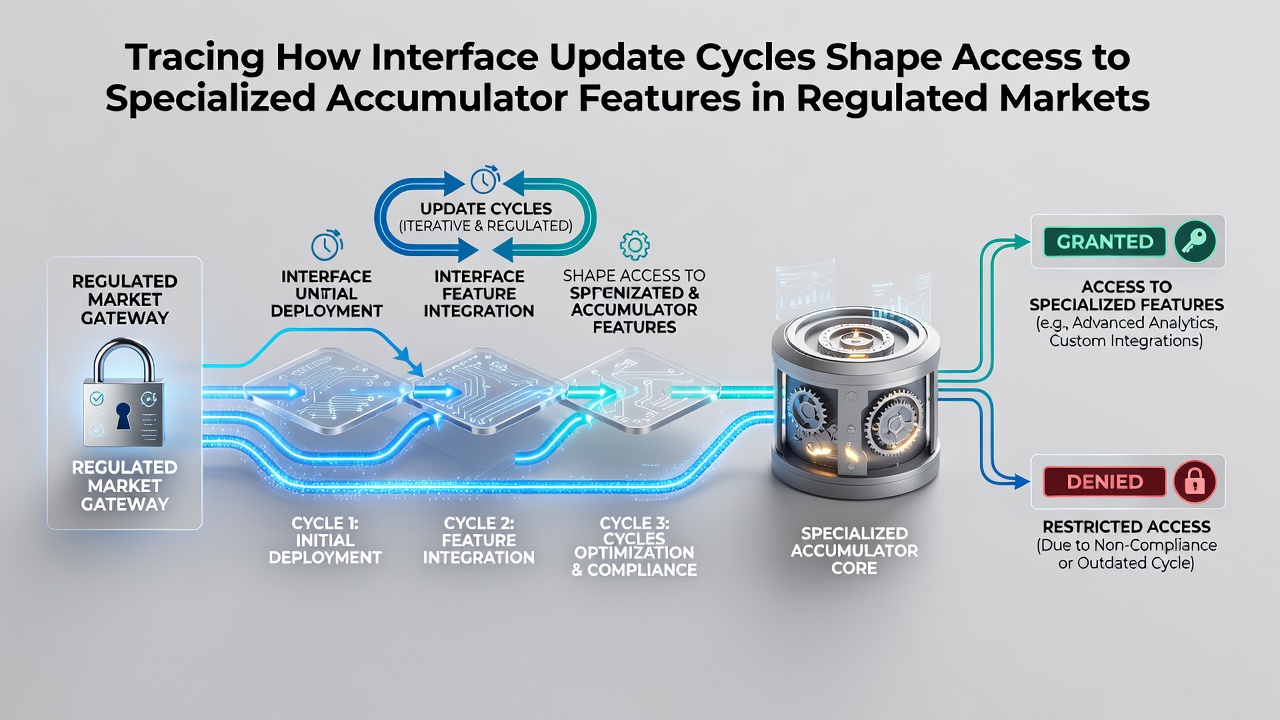 Platform interface update cycle diagram showing accumulator feature rollout timelines