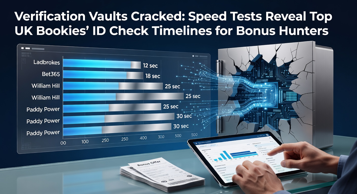 Digital vault unlocking with speedometer graphic representing fast ID verification processes at UK betting sites